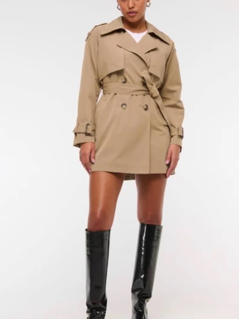 Abercrombie Women's Mid-Length Trench Coat CARAMEL XS P